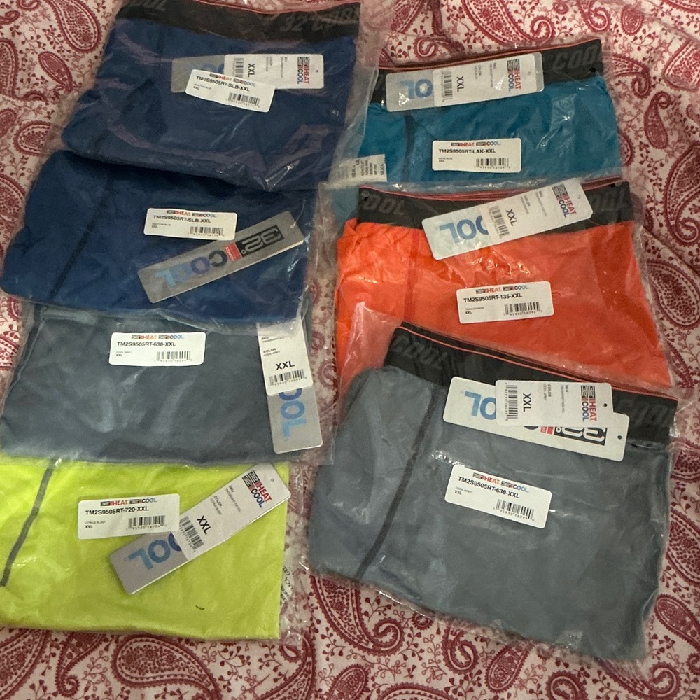 32 Degrees Men's Athletic Shorts in Blue, Orange, Gray, and Yellow